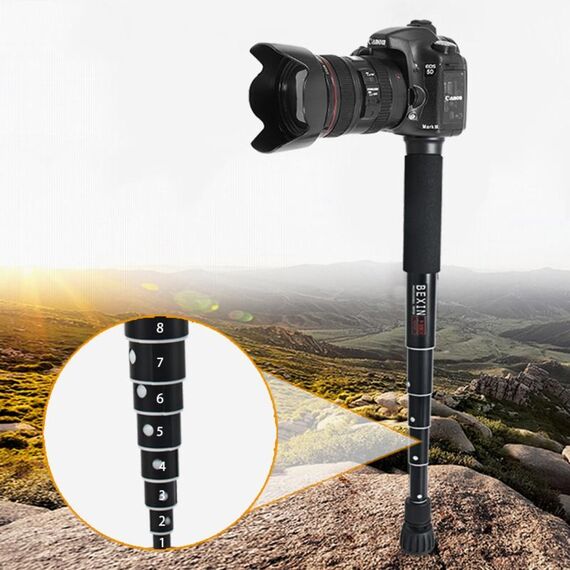 BEXIN P308D Portable Travel Outdoor DSLR Camera Supporto per monopiede in lega di alluminio (nero)