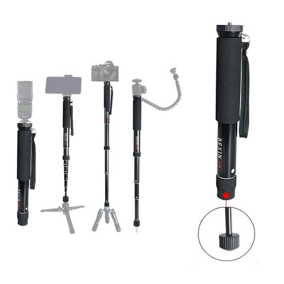 BEXIN P308 Portable Travel Outdoor DSLR Camera Supporto per monopiede in lega di alluminio (nero)