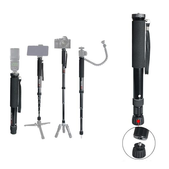 BEXIN P308B Portable Travel Outdoor DSLR Camera Supporto per monopiede in lega di alluminio (nero)