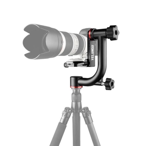 Yelangu A201 Header Gimbal Gimbal orizzontale a 360 gradi per telecamere DV e SLR (nero)