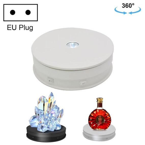 Display per giradischi girevole rotante da 20 cm Stand LED Video Light Video Shooting Shooting Turntable, Plug Plug: 220 V Plug EU (bianco)