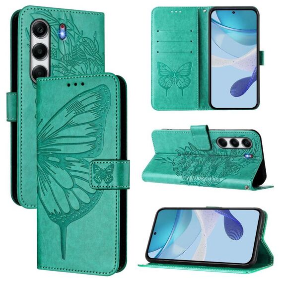 Per Tecno Camon 40 Pro 4G Custodia in pelle con motivo a farfalla in rilievo (verde)