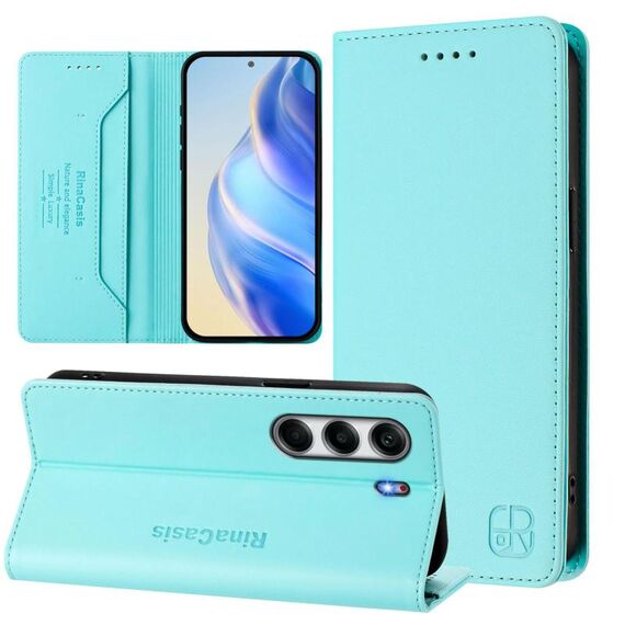 Per Tecno Camon 40 4G RC01 Custodia per telefono in pelle RFID con ventosa magnetica a doppia piega (verde menta)