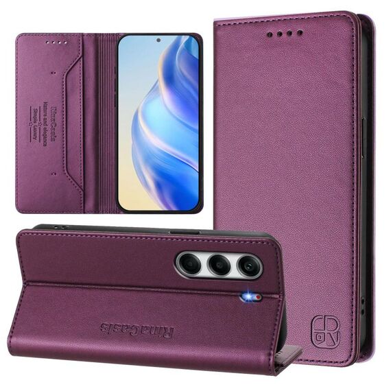 Per Tecno Camon 40 Pro 4G RC01 Custodia per telefono in pelle RFID con ventosa magnetica a doppia piega (viola)