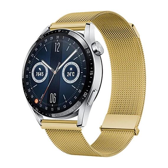 Cinturino Milanese con fibbia magnetica doppia universale Kalebol da 20 mm (oro)