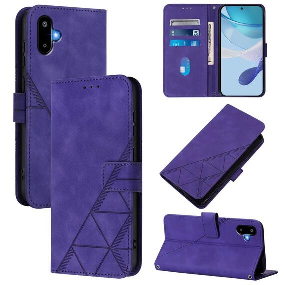 Per Samsung Galaxy F06 5G / M06 5G Custodia a tracolla in pelle con stampa 3D (viola)