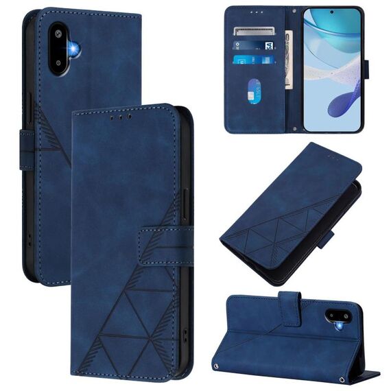 Per Samsung Galaxy F06 5G / M06 5G Custodia a tracolla in pelle con stampa 3D (blu)
