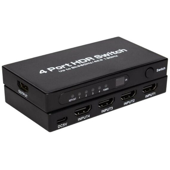 Q8-4 con telecomando HDMI 2.1 8K 60Hz Gaming Home Theater Switcher Adattatore 4x1, Spina: Spina USA