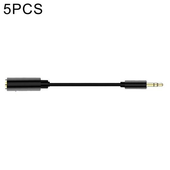 5 pezzi 13 cm metallo 3.5mm audio 4 pole femmina a 3 poli cavo adattatore per microfono maschile (nero)
