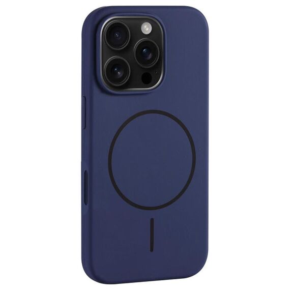 Per iPhone 16 Pro Max Custodia per telefono con copertura totale in silicone liquido MagSafe con foro grande per fotocamera (blu reale)