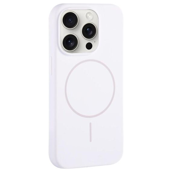 Per iPhone 15 Pro Custodia per telefono con copertura totale in silicone liquido MagSafe con foro grande per fotocamera (bianco)