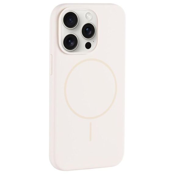 Per iPhone 15 Pro Custodia per telefono in silicone liquido MagSafe con foro grande per fotocamera e copertura totale (bianco antico)