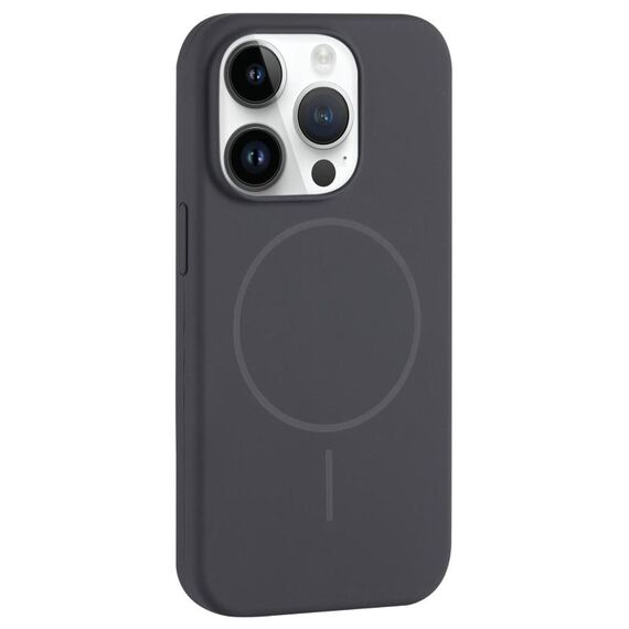 Per iPhone 13 Pro Max Custodia per telefono con copertura totale in silicone liquido MagSafe con foro grande per fotocamera (grigio carbonio nero)