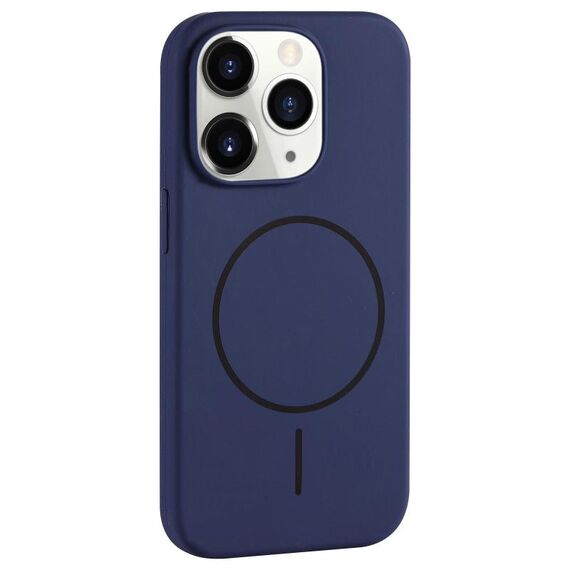 Per iPhone 11 Pro Max Custodia per telefono con copertura totale in silicone liquido MagSafe con foro grande per fotocamera (blu reale)