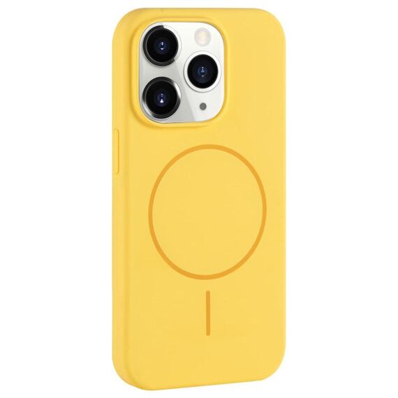 Per iPhone 11 Pro Max Custodia per telefono con copertura totale in silicone liquido MagSafe con foro grande per fotocamera (crema)