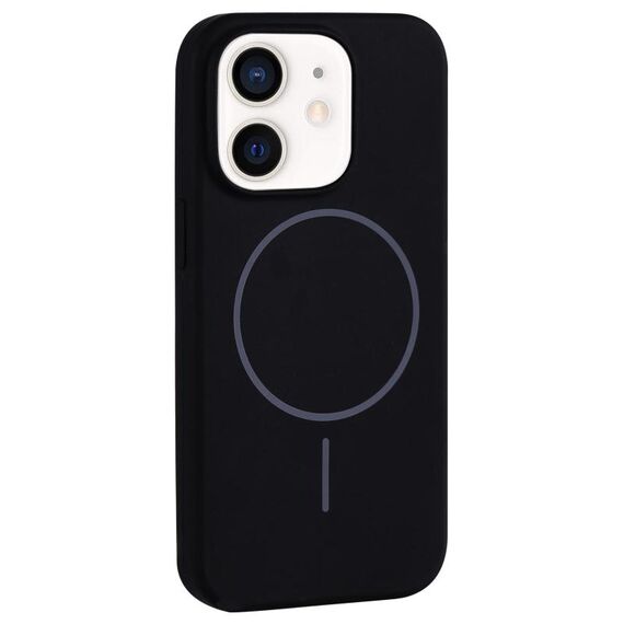 Per iPhone 11 Custodia per telefono con copertura totale in silicone liquido MagSafe con foro grande per fotocamera (nero)