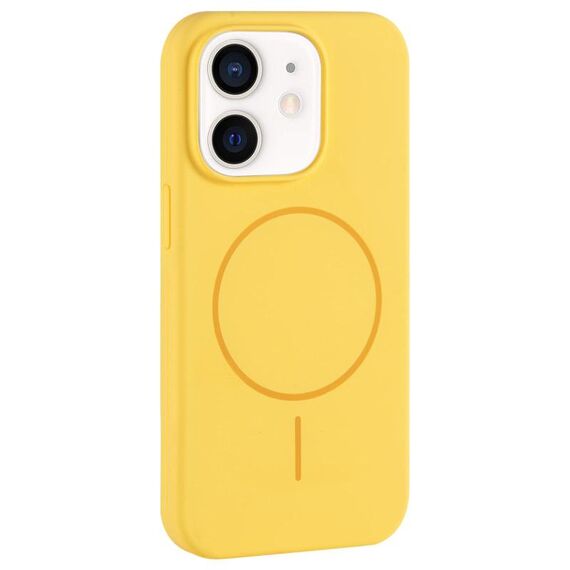 Per iPhone 11 Custodia per telefono con copertura totale in silicone liquido MagSafe con foro grande per fotocamera (crema)