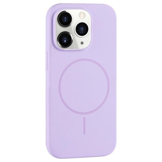 Per iPhone 11 Pro Custodia per telefono in silicone liquido MagSafe con foro grande per fotocamera e copertura totale (viola)