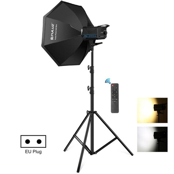 Kit luce flash stroboscopica da studio fotografico PULUZ 120W 3200K-5600K con riflettore softbox e treppiede (spina UE)