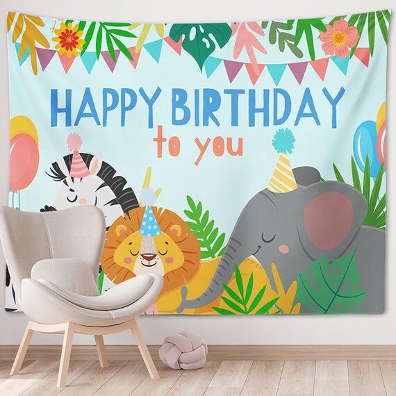 Arazzo per decorazioni per feste sullo sfondo di foto di buon compleanno, dimensioni: 230x150 cm (GT56-5)