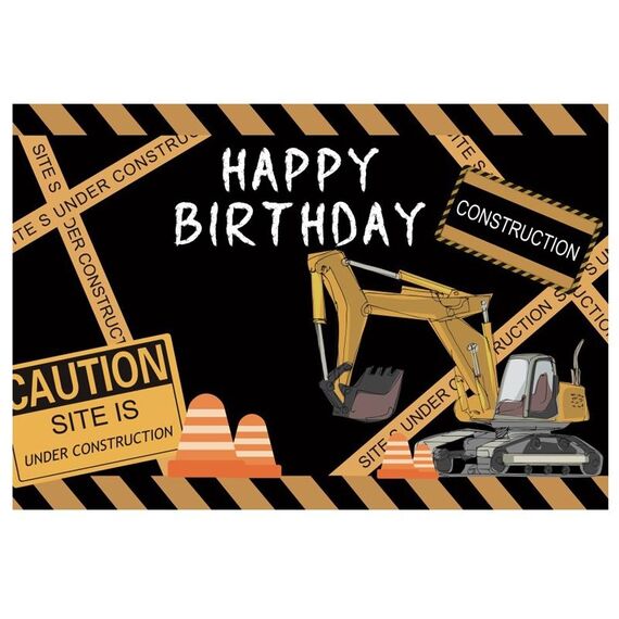1,2 m x 0,8 m serie di veicoli da cantiere buon compleanno sfondo fotografico panno(11306286)