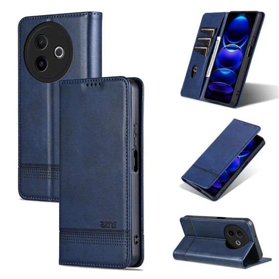 Per vivo Y300i 5G / Y39 5G Global AZNS Custodia per telefono in pelle di vitello con texture magnetica (blu scuro)