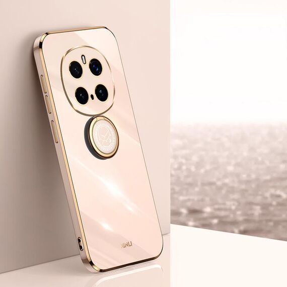 Per Honor Magic7 Pro XINLI Custodia per telefono in TPU elettroplaccato 6D con bordo dritto con supporto ad anello (rosa)