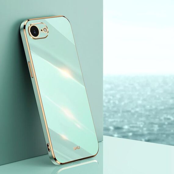 Per iPhone 16e XINLI Custodia per telefono in TPU elettroplaccato 6D con bordo dritto (verde menta)