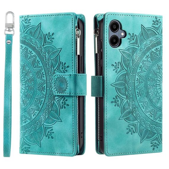 Per Samsung Galaxy A06 5G Custodia per telefono in pelle con cerniera Totem multi-card (verde)