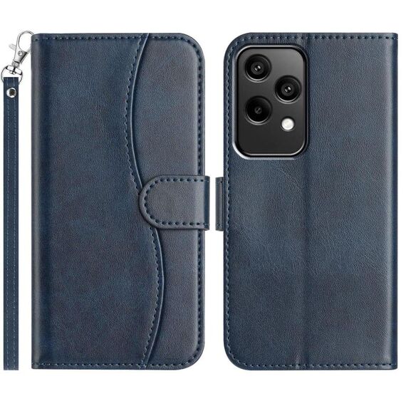 Custodia per telefono in pelle a forma di S a doppia piega per Honor 200 Lite Global (blu navy)