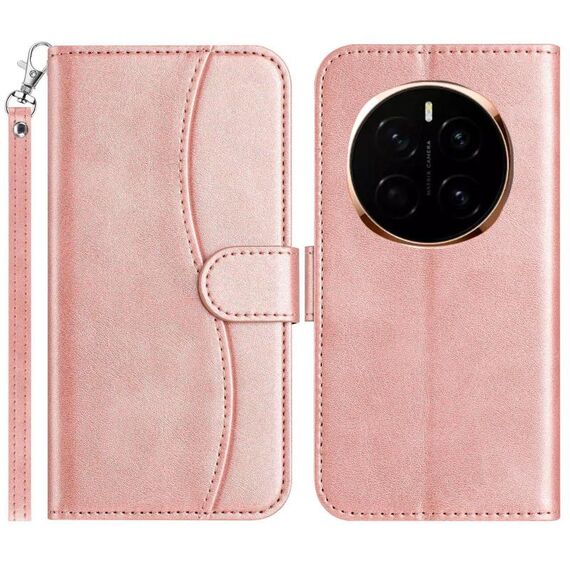 Custodia in pelle a forma di S per Honor Magic7 a doppia piega (oro rosa)