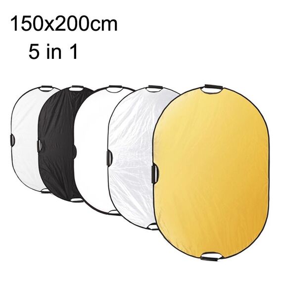Selens 5 in 1 (oro / argento / bianco / nero / luce soffusa) lavagna riflettente pieghevole, dimensioni: 150x200 cm