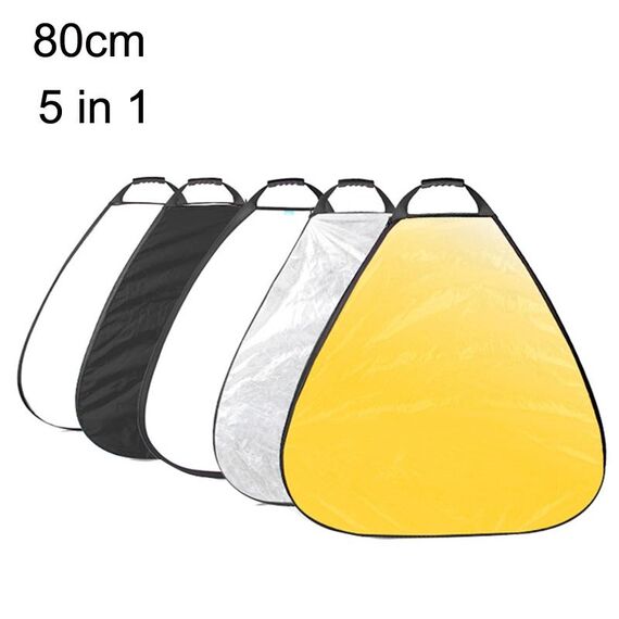 Selens 5 in 1 (oro / argento / bianco / nero / luce soffusa) lavagna riflettente pieghevole, dimensioni: 80 cm triangolo