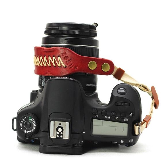 Cinturino da polso anti-caduta per fotocamera Zeku in pelle retrò SLR senza fotocamera (rosso)