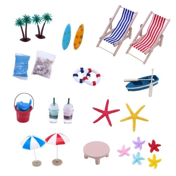 B Style Mini Beach Set Modello in miniatura Ornamento Summer Ocean Simulation Scene Photo Decoration Puntelli