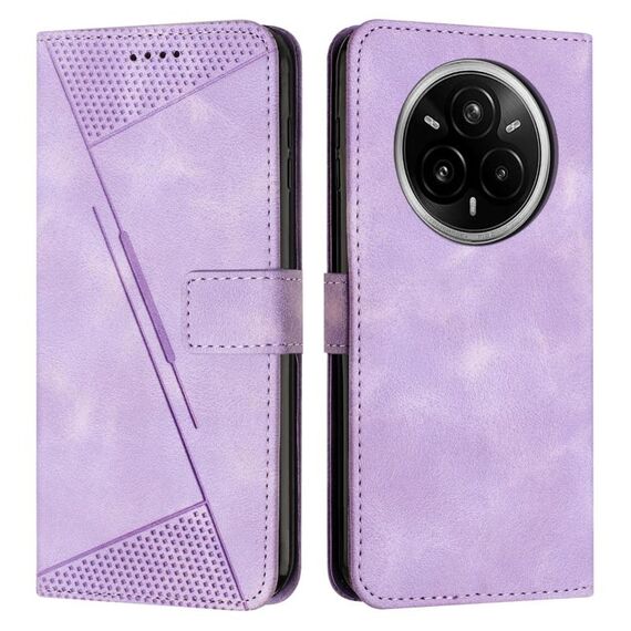 Per Realme 14 Pro Dream Triangle Custodia in pelle con cordino (viola)