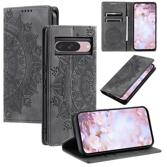 Per Google Pixel 10/10 Pro Custodia per telefono in pelle magnetica con motivo Totem (grigio)