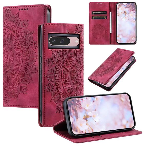 Per Google Pixel 10/10 Pro Custodia per telefono in pelle magnetica con motivo Totem (rosso)