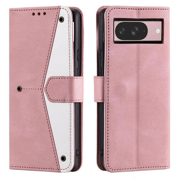 Per Google Pixel 10/10 Pro Custodia per telefono in pelle di vitello con cuciture effetto pelle di vitello (oro rosa)