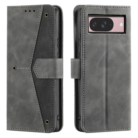 Per Google Pixel 10 / 10 Pro Custodia per telefono in pelle di vitello con cuciture effetto pelle di vitello (grigio)