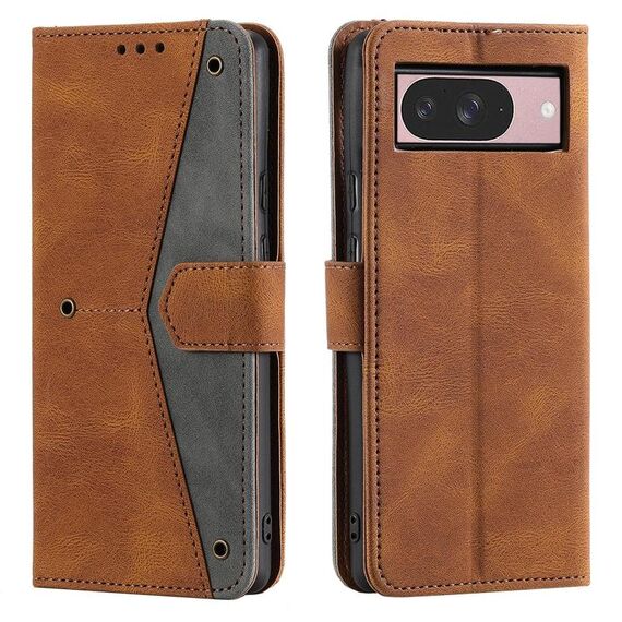 Per Google Pixel 10/10 Pro Custodia per telefono in pelle di vitello con cuciture effetto pelle di vitello (marrone)