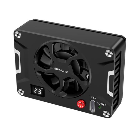 Radiatore a semiconduttore con ventola di raffreddamento per fotocamera PULUZ con display LCD per fotocamere Sony / Canon / FUJIFILM / Nikon (Nero)