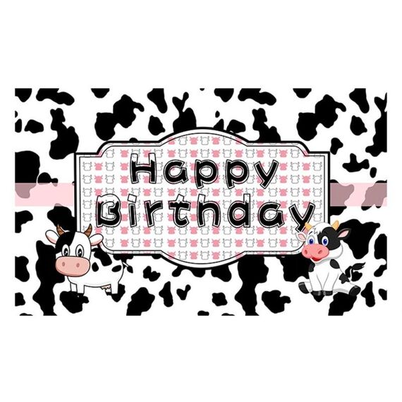 180x110 cm Cartoon Mucca Tema Decorazione festa di compleanno Sfondo Panno Fotografia Banner (2023SRB134)