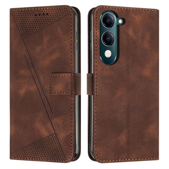 Per vivo Y29s 5G / Y04 4G Dream Triangle Custodia in pelle con cordino (marrone)