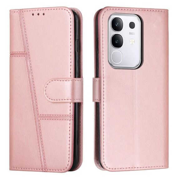 Per vivo Y29 4G Custodia per telefono in pelle con fibbia e cuciture in vitello (rosa)