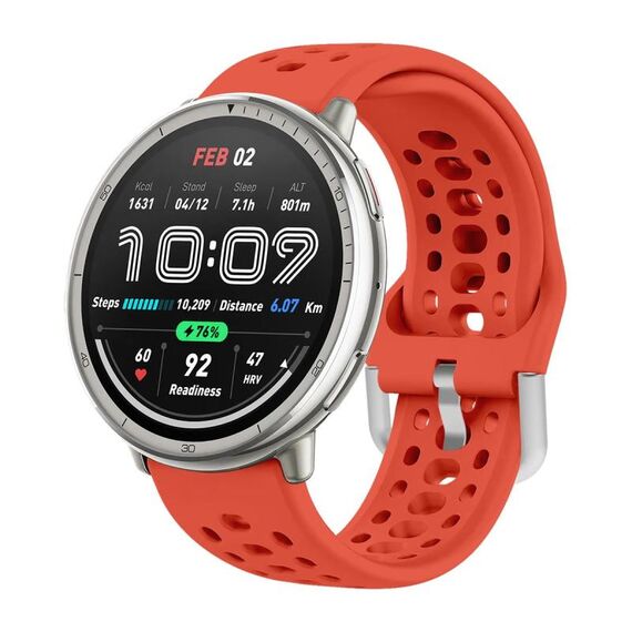 Per Amazfit Active 2 Cinturino sportivo in silicone con fibbia argentata (rosso)
