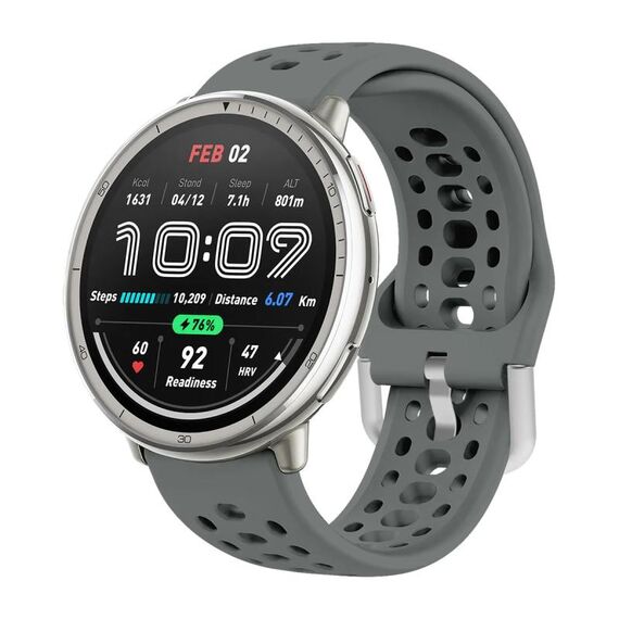 Per Amazfit Active 2 Cinturino Sportivo in Silicone con Fibbia Argentata (Grigio Siderale)