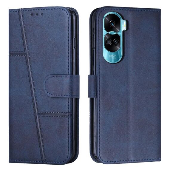 Per Honor 90 Lite / X50i 5G Custodia per telefono in pelle con fibbia e cuciture in vitello (blu)