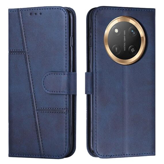 Per Honor X9c 5G Custodia per telefono in pelle con fibbia e cuciture in vitello (blu)