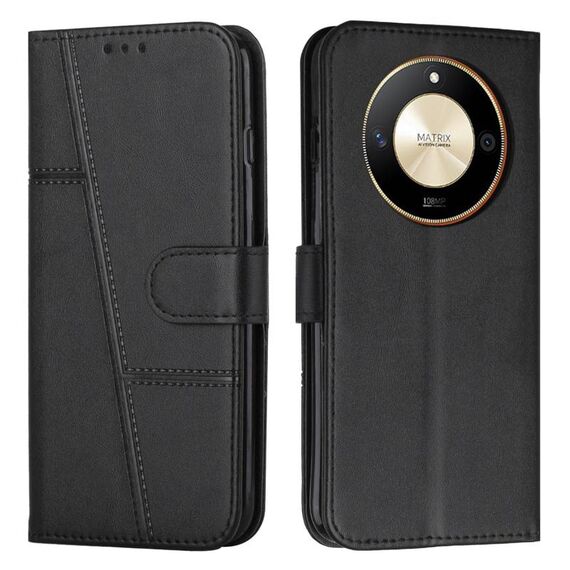 Per Honor X50 / X9b / X50 GT Custodia per telefono in pelle con fibbia e cuciture in vitello (nero)